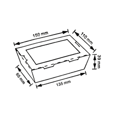 Miska papír. na sushi s oknem 150x110x39mm 50ks/4b